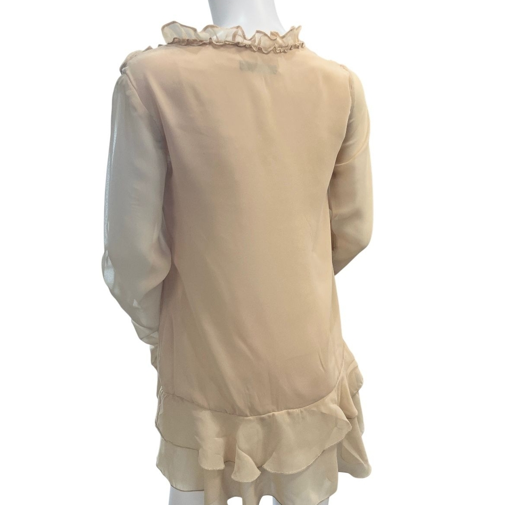 Chic Beige Ruffle Blouse - Picture 3 of 6